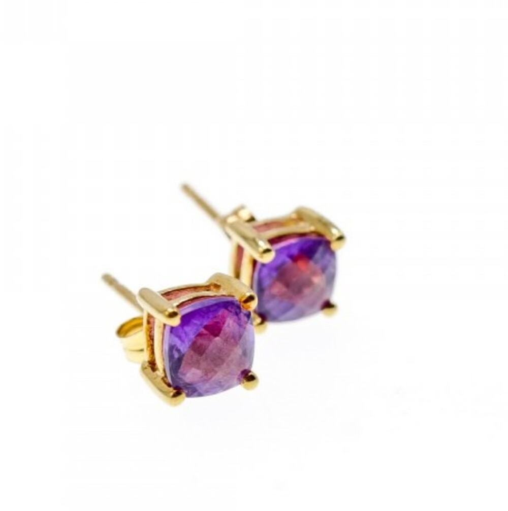 10K Yellow Gold Amethyst Earrings